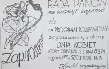1974 r. - zaproszenie na Dzień Kobiet