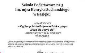 Projekt Uczę się uczyć się Certyfikat